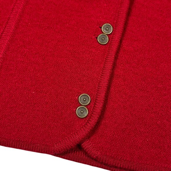 Vintage 80s Pendleton Virgin Wool Cardigan Sz M Burgundy Red Cottage Whimsical - Picture 8 of 14